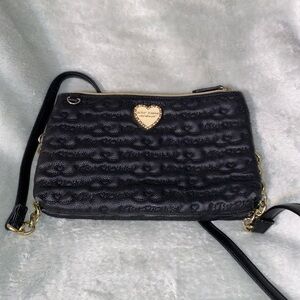 Betsey Johnson Black Quilted Crossbody Bag